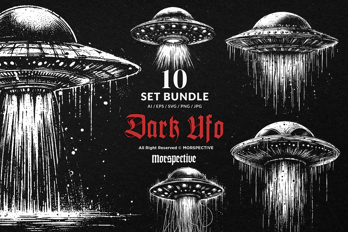 10 Bundle Dark Art UFO Plane Alien, an Illustration by Morspective (Photo 1 of 7)