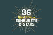 36 Hand Drawn Sunbursts & Stars, an Illustration by Graphicsfuel (Thumbnail 1 of 5)