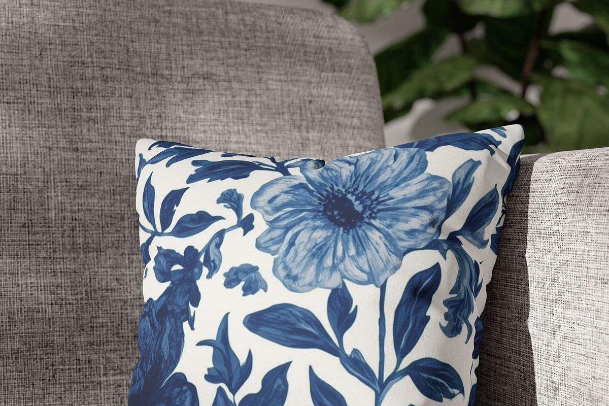 Blue Floral Toile Pattern, a Pattern Graphic by elfy creative (Photo 2 of 5)