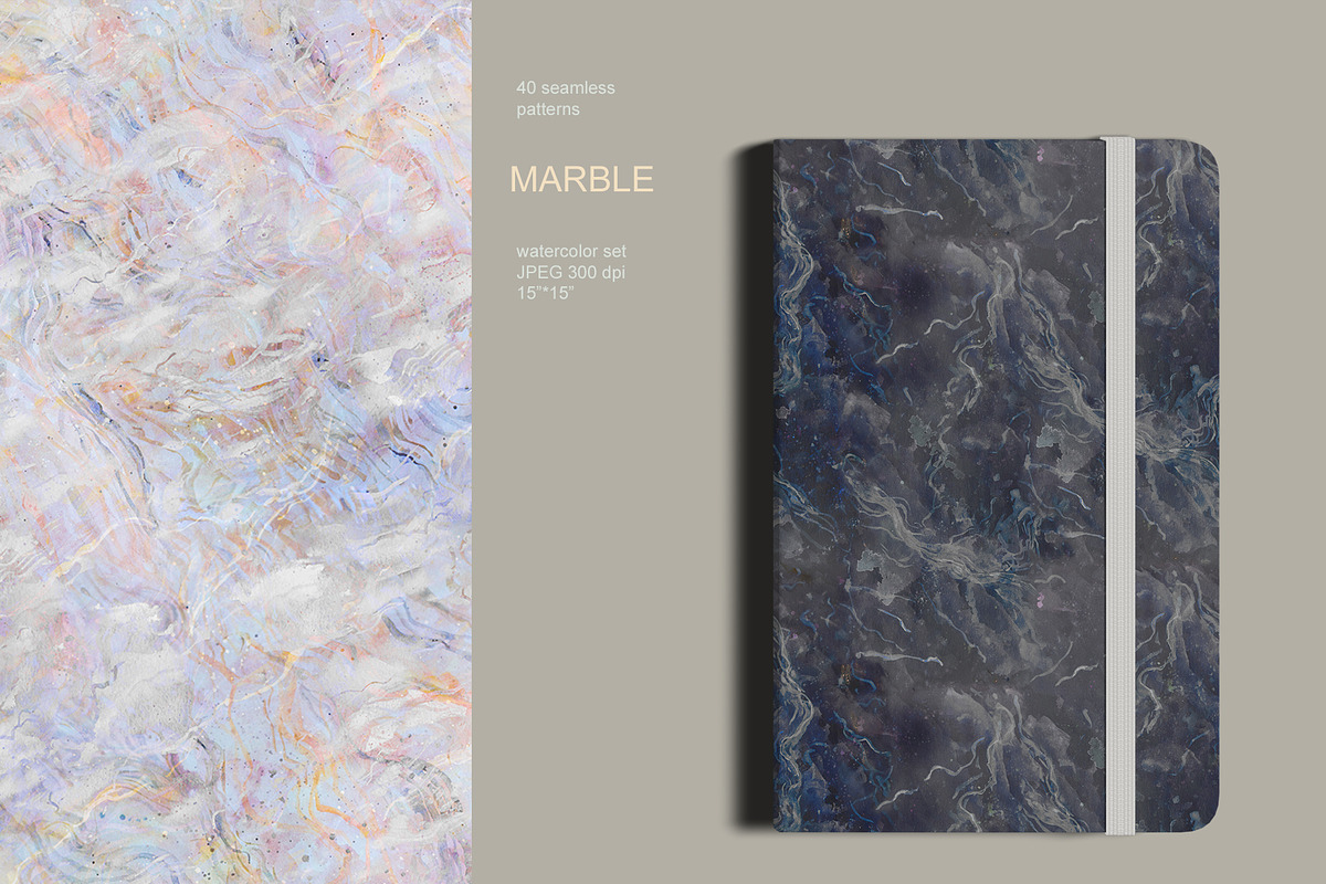 40 Marble seamless watercolor pack, a Pattern Graphic by PatternsBlooming (Photo 3 of 14)