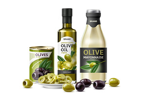 Realistic Olive Products Composition