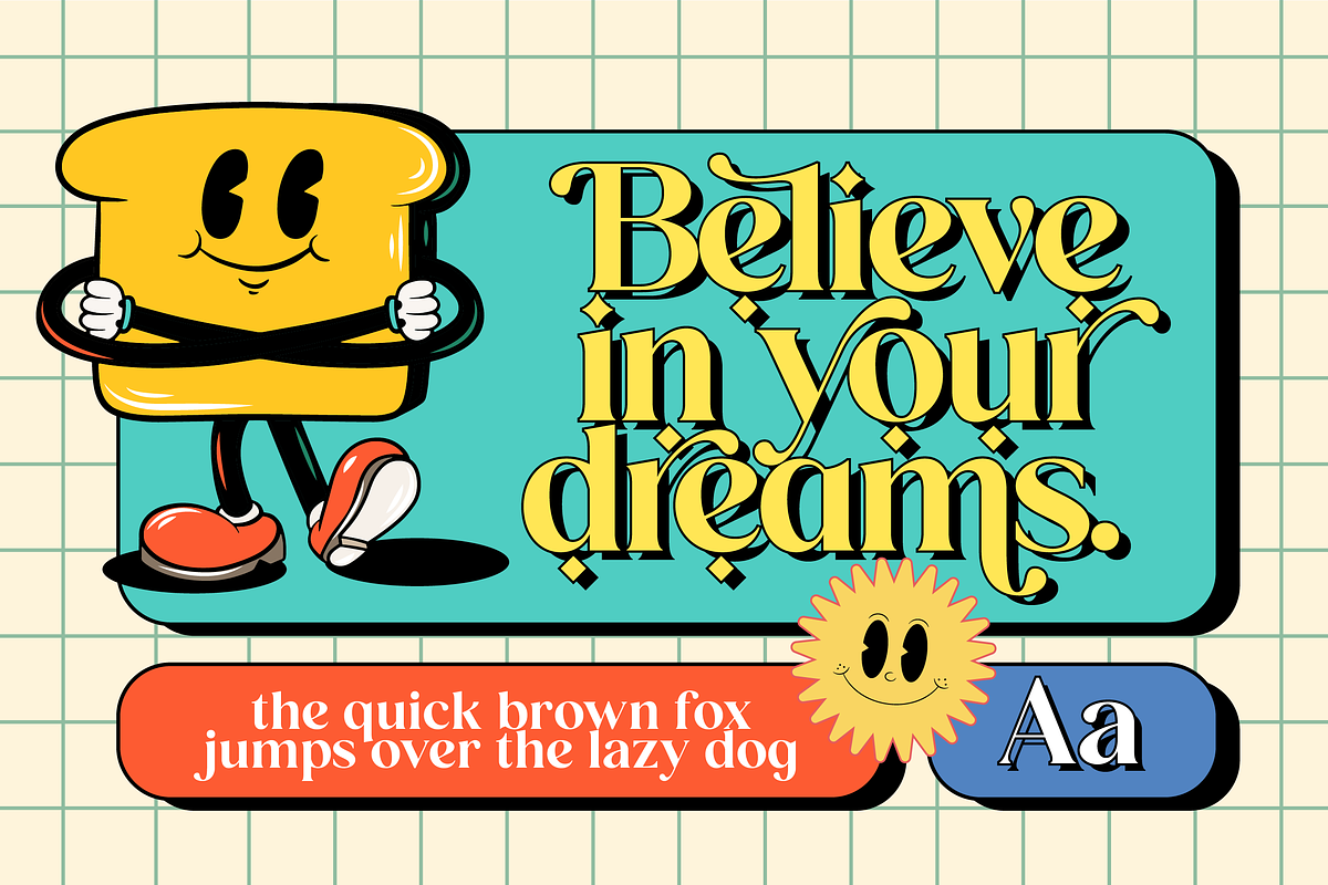 Cornella Display Retro 90's Font, a Serif Font by Vampstudio (Photo 6 of 13)