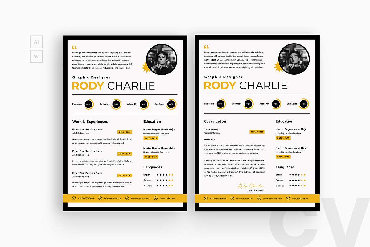Colorful Graphics Resume, a Resume Template by iDoodle Studio