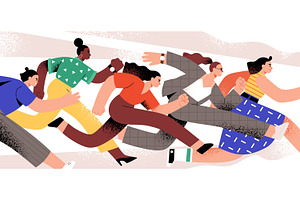 Women running and competing concept, a Person Illustration by Good Studio