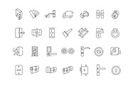 Door Hardware and Locks Line Icons, an Outline Icon by Tettygreen (Thumbnail 2 of 2)