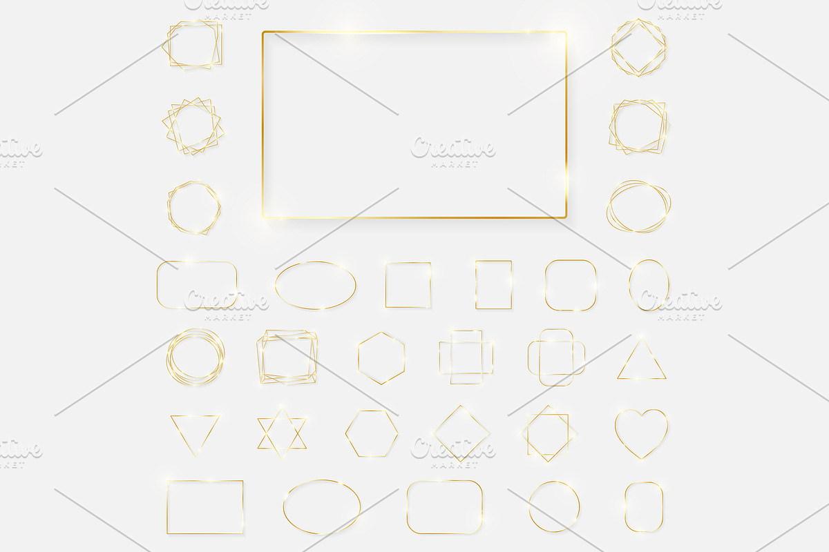 Pack of gold shiny glowing frames, a Pattern Graphic by PhotoVector