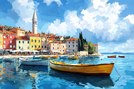 A picturesque harbor showcases charm, a Photo by Tanuart