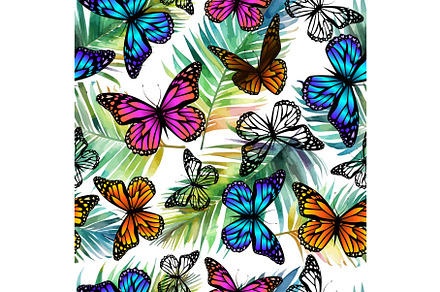 Watercolor tropical palm leaves, an Illustration by Nenahliadava Design