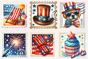 4th of July Postage Stamps Clipart, an Illustration by CreationArt (Thumbnail 5 of 5)