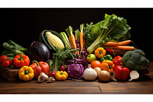 natural wood food background ai, a Food & Drink Photo by pikepicture
