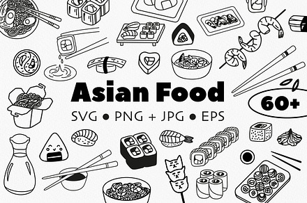 Asian food doodle clipart