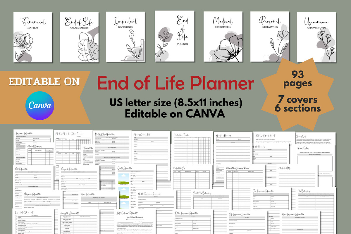 End Of Life Planner - Canva Template, an App Template by Adalin Shop (Photo 1 of 11)