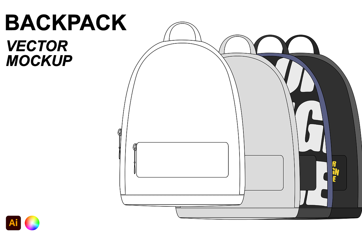 Backpack Vector Flat Mockup, a Product Mockup by Infinity Mockups (Photo 1 of 8)