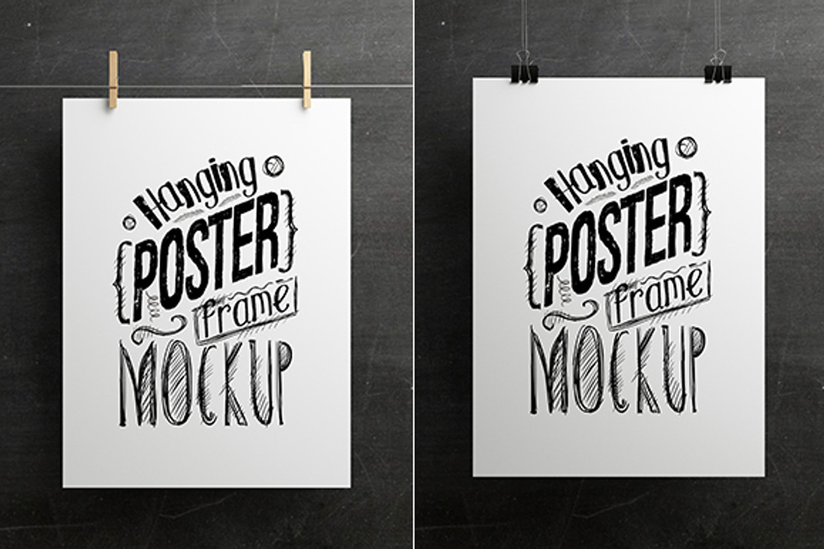Hanging Poster Frame Mockup, a Print Template by antyalias store (Photo 3 of 4)