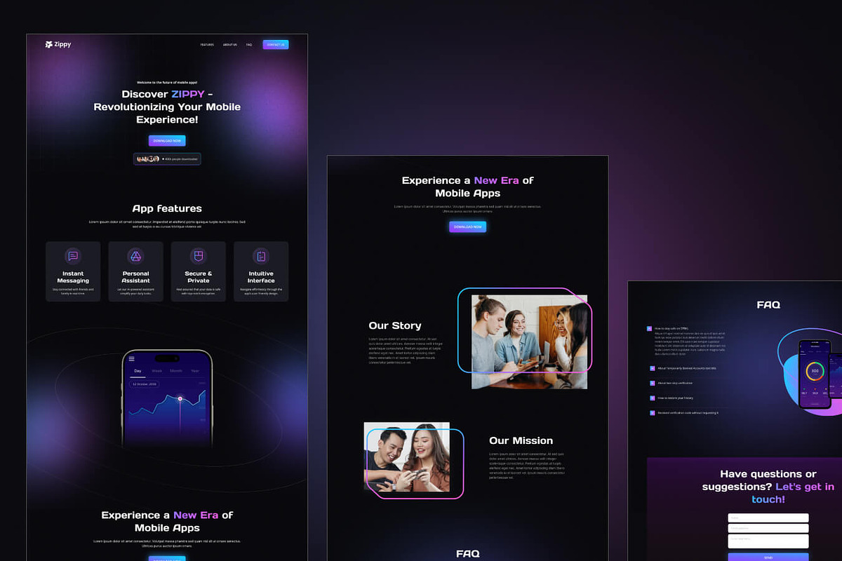 Zippy - App Website Template, a Landing Page Template by EGO Creative Innovations (Photo 1 of 6)