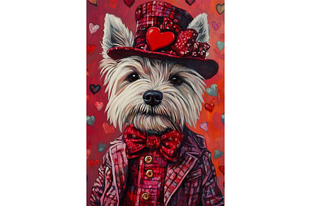 Westie Dog Portrait in Red Attire