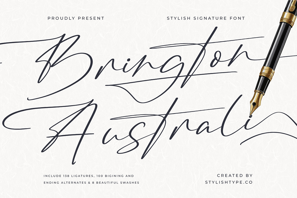 Brington Australi Stylish Signature, a Script Font by stylishtype.co (Photo 1 of 20)