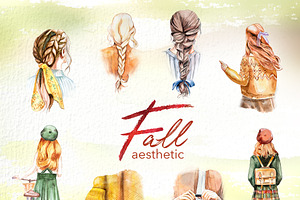 Watercolor Fall Aesthetic Clipart