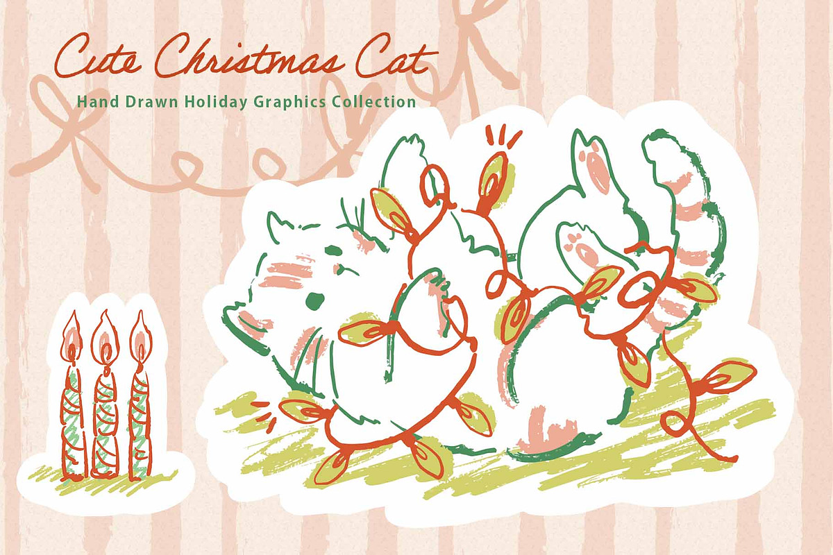 Christmas Cat Line Art Collection, an Object Graphic by Sawango Designs (Photo 8 of 11)