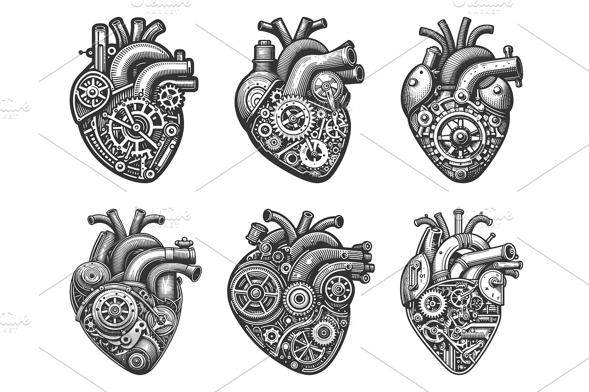 Mechanical Steampunk Heart set, a Healthcare Illustration by AlexArt