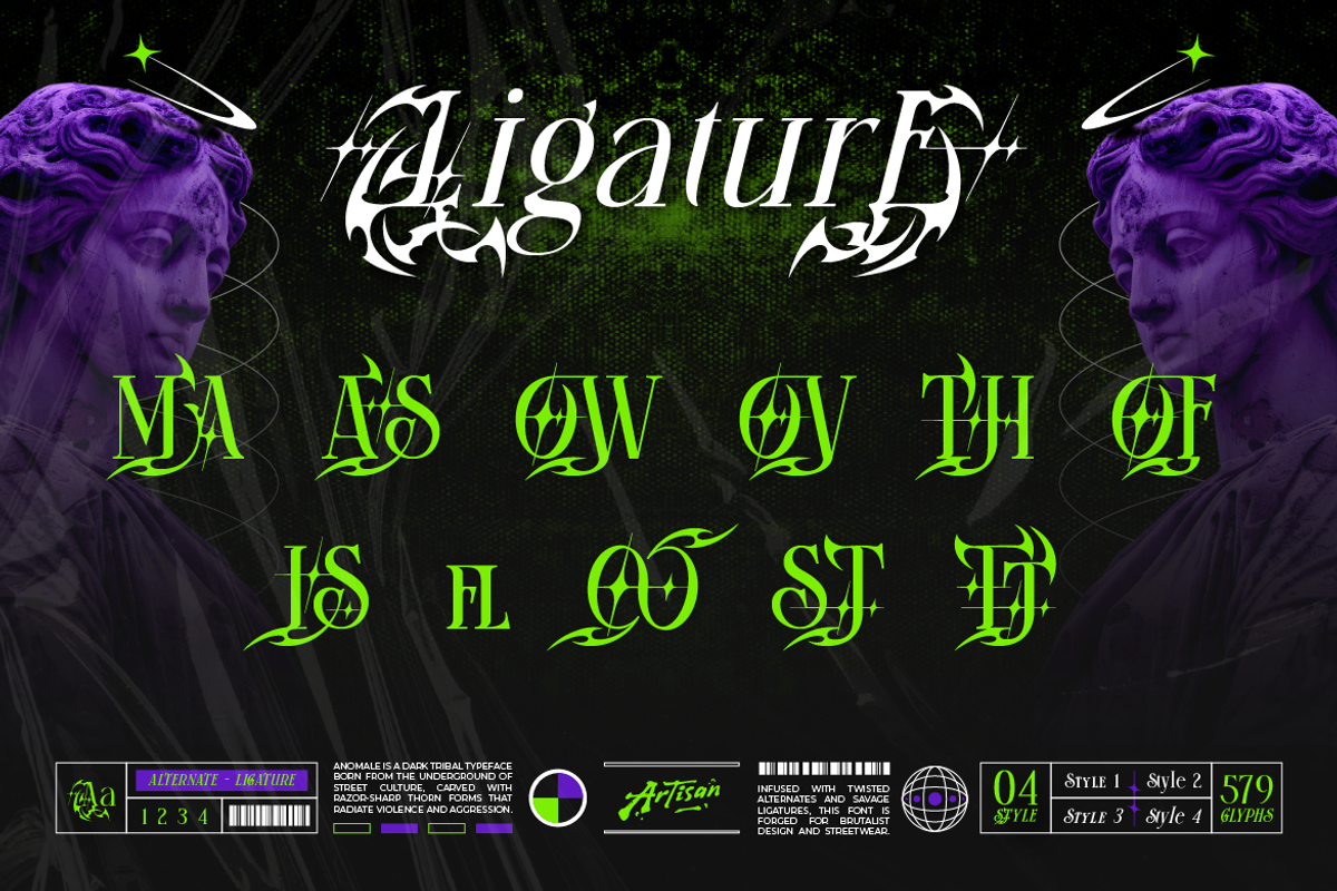 Anomale - Dark Tribal Font, a Blackletter Font by Artisan Themes (Photo 9 of 11)