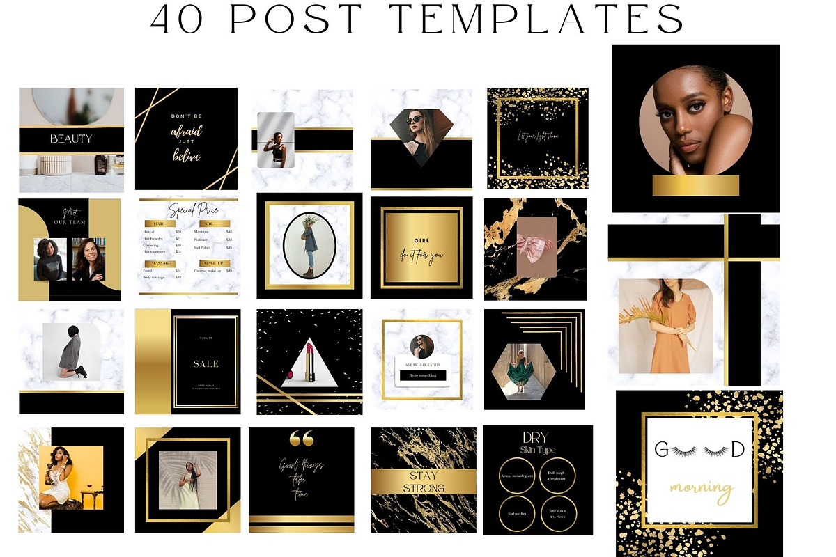 100 Black Gold Instagram Templates,, a Social Media Template by MORION (Photo 3 of 4)
