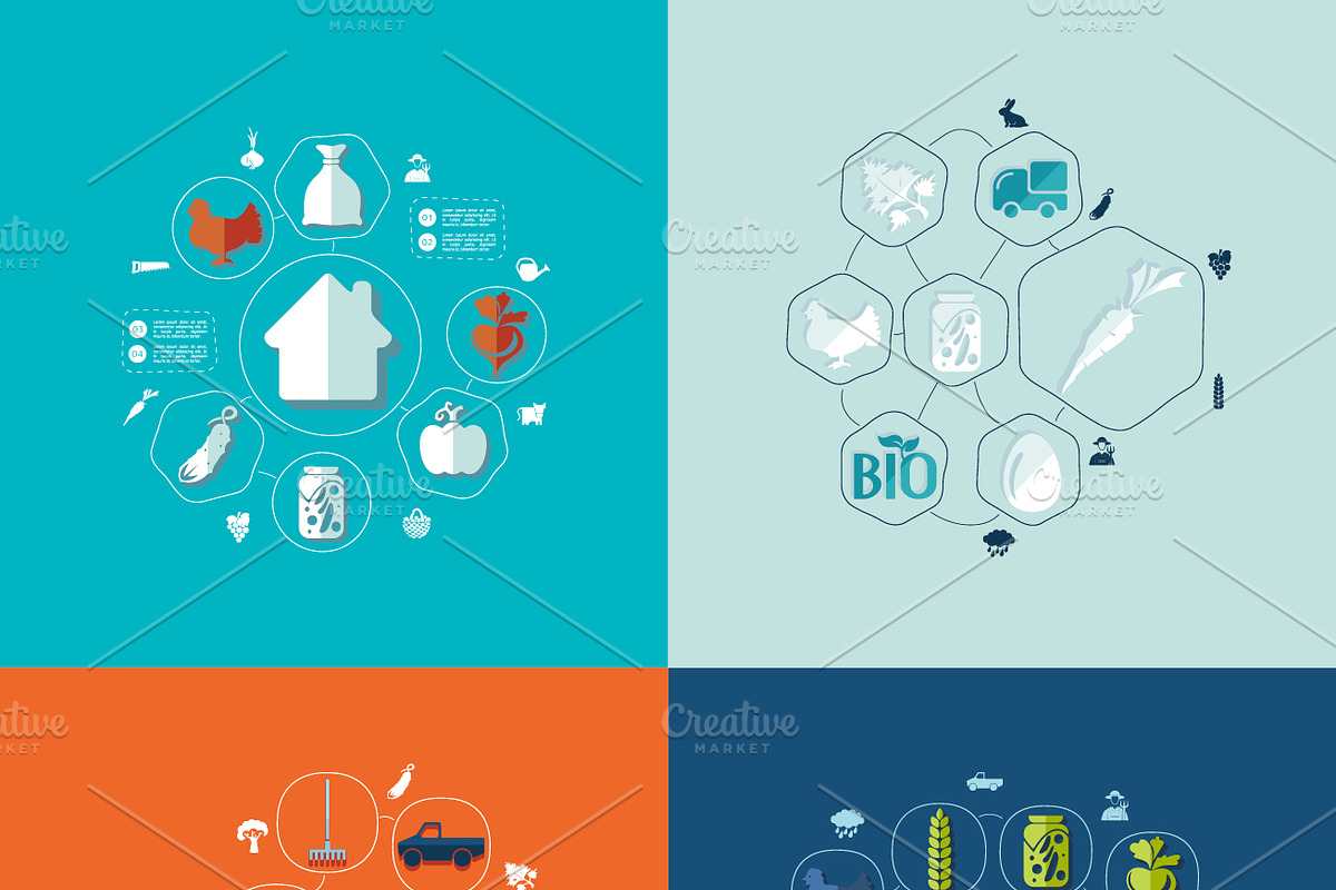 9 AGRICULTURE flat infographics, a Presentation Template by Palau (Photo 3 of 5)