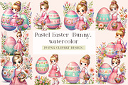 Pastel Easter Clipart, Bunny, Eggs,, an Illustration by DreamArtGraphic (Thumbnail 1 of 4)