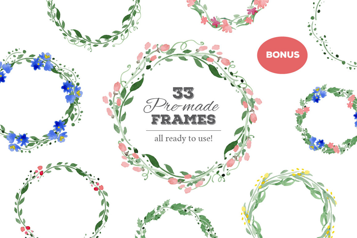 Wreath Brushes for Illustrator, a Brush Add-On by Olga Proz (Photo 5 of 5)
