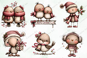 Watercolor Christmas Birds Clipart, an Illustration by Creative Art (Thumbnail 3 of 9)