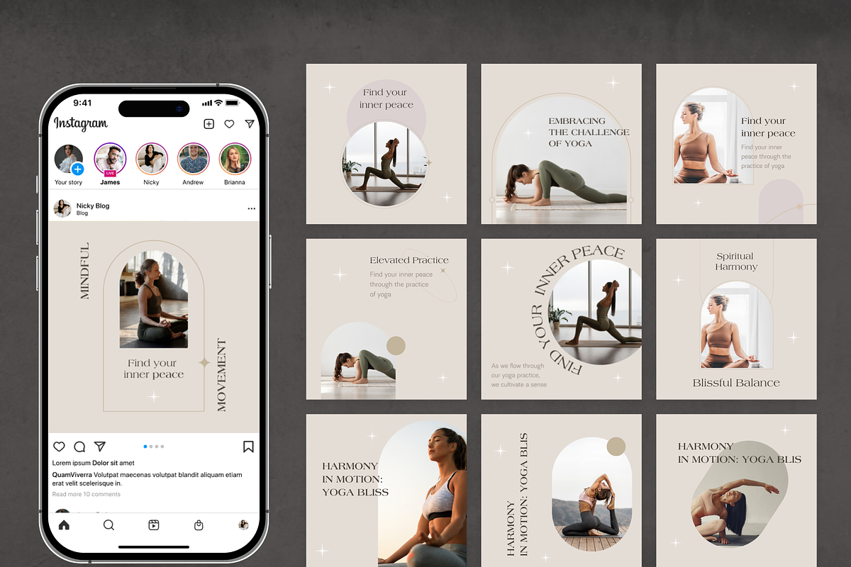Yoga Minimal Instagram Canva, a Social Media Template by VeliusCreativeStudio (Photo 9 of 9)