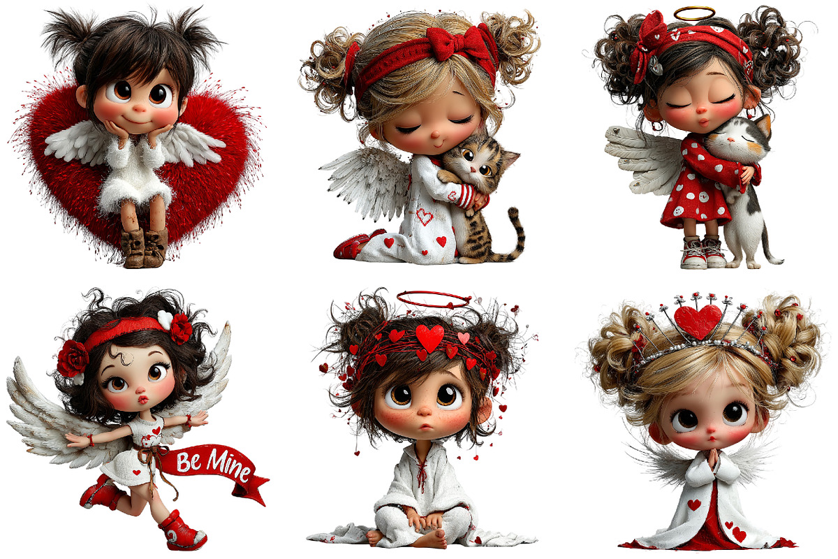 Whimsical Valentine Angel Clipart, an Illustration by DreamArtGraphic (Photo 2 of 4)