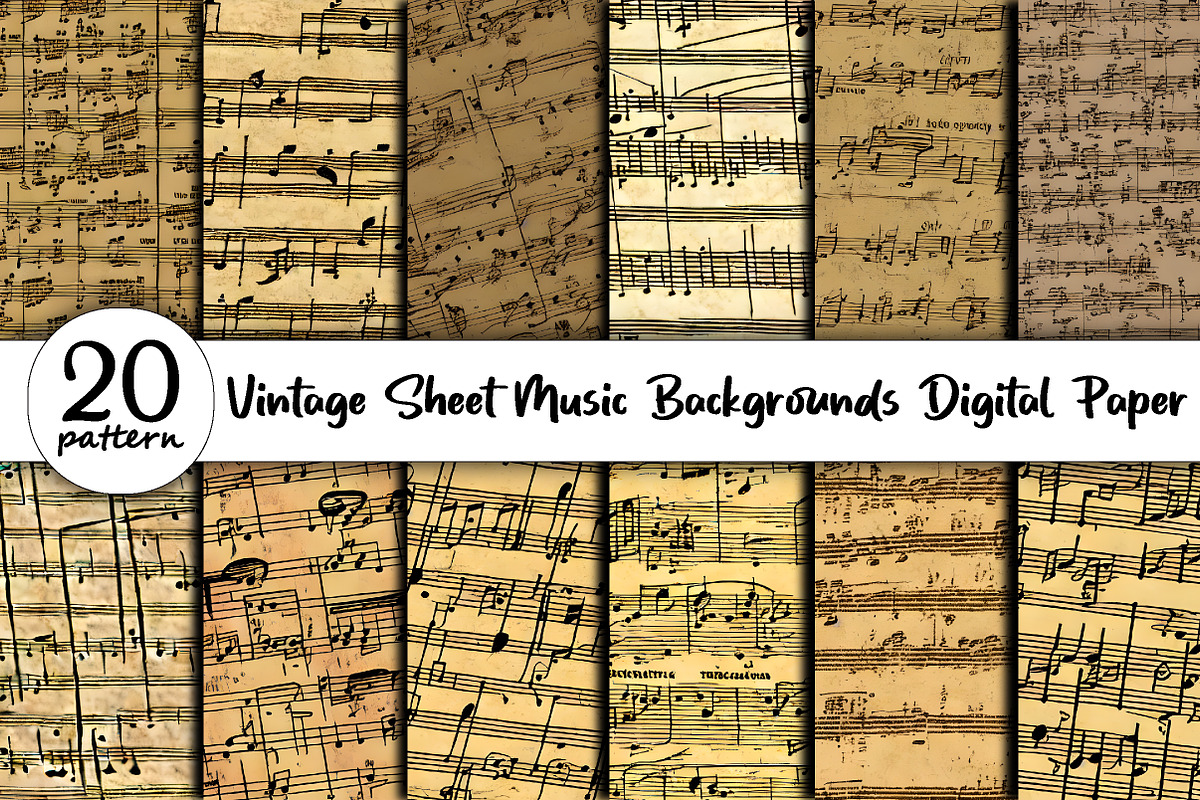 Vintage Sheet Music Background paper, a Pattern Graphic by jannatulpakhi