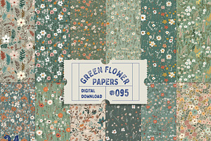 Sage Green Flower Paper Patterns, a Pattern Graphic by Natural Planners