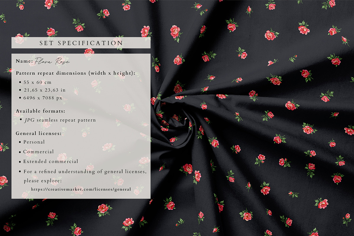 Flora Rose, Watercolor Floral Roses, a Pattern Graphic by Marchel Studio (Photo 3 of 3)