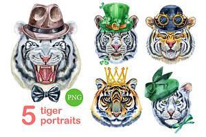 Cute watercolor tigers. Part 4, an Animal Illustration by Watercolor fantasy