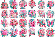 Pink Tropical Flower Graphic Clipart, an Object Illustration by DreamCafeArt (Thumbnail 3 of 6)