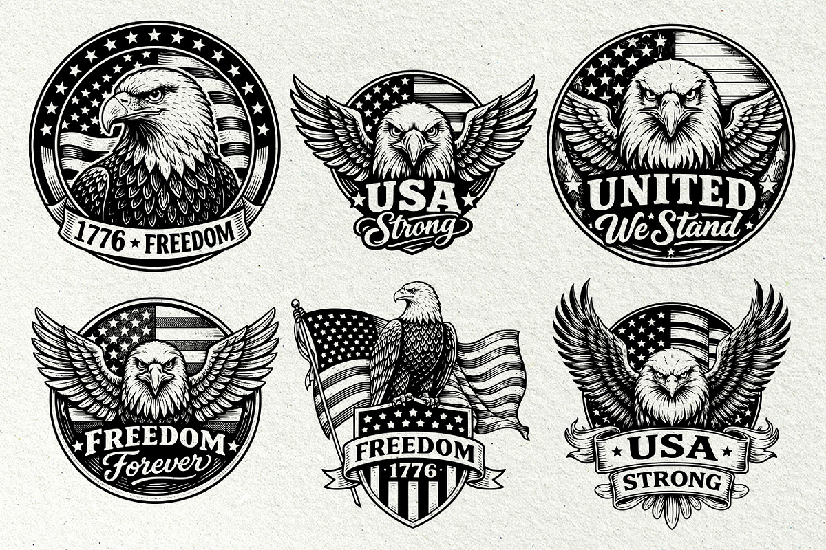 Independence Day Eagle Graphics, an Animal Illustration by DENIDigitalArtSudio (Photo 4 of 7)