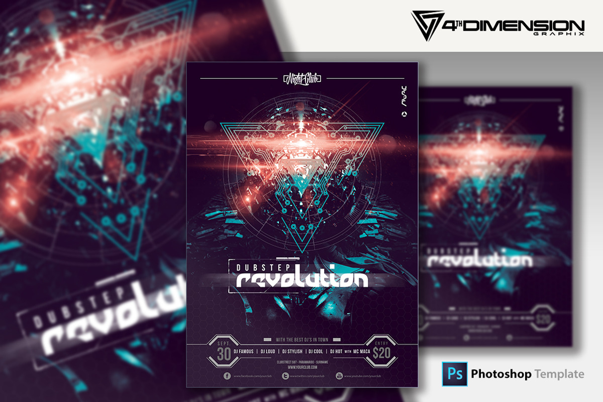 Dubstep Revolution Flyer Template, a Flyer Template by Ravi Rajcoomar (Photo 1 of 3)