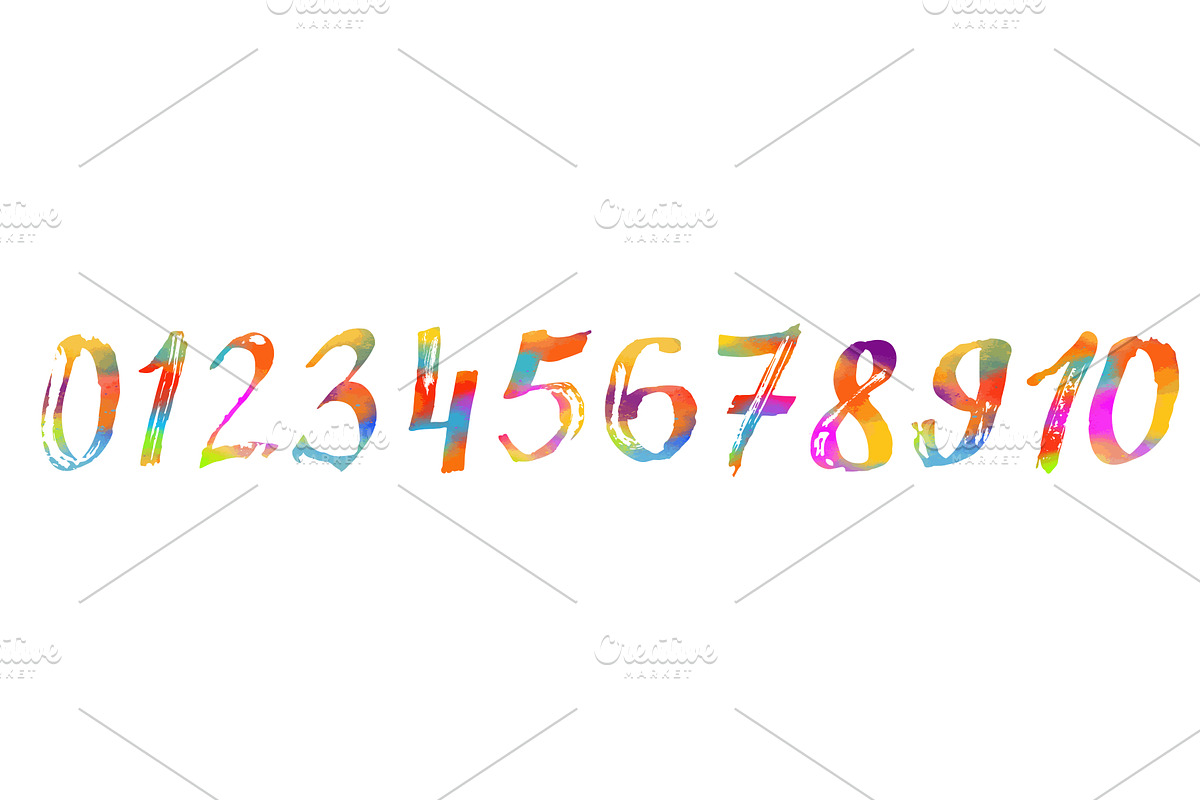 Numbers brush objects hand drawn, an Object Illustration by Nenahliadava Design