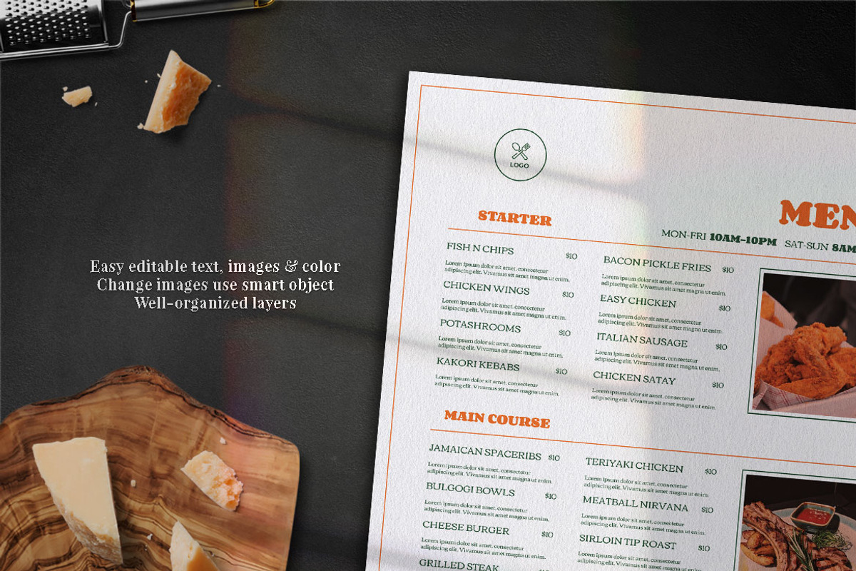 Simple Food Menu Set, a Print Template by The Savory Directors (Photo 2 of 4)
