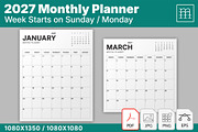 2027 Monthly Planner (MP049-27-post), a Social Media Template by mikhailmorosin (Thumbnail 1 of 4)