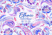 Boho Purple Ethnic Paisley Pattern, a Pattern Graphic by Gullenda (Thumbnail 1 of 6)