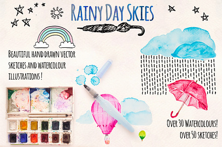 Rainy Sky Element Pack 80+ Graphics!