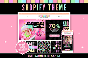 Pastel Neon Shopify Theme, a Shopify Template by SunshineStudioBoutique