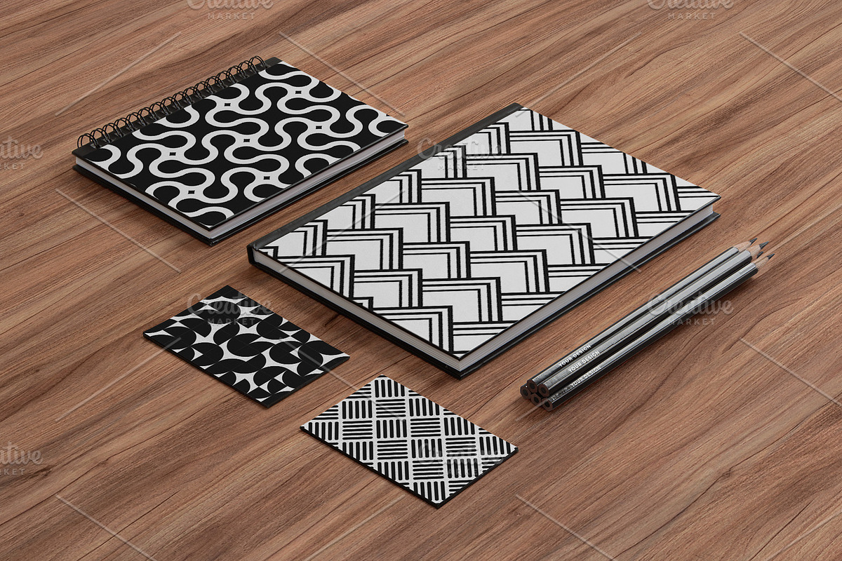 B&W seamless geometric patterns