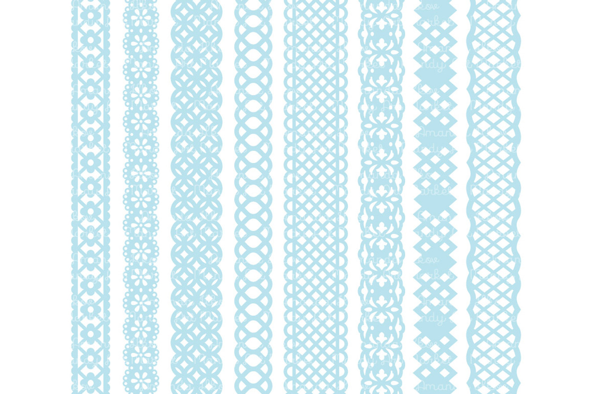 Soft Blue Lace Borders Clipart, an Illustration by Amanda Ilkov (Photo 3 of 5)