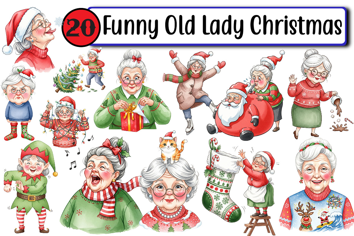 Funny Old Lady Christma, an Illustration by Design Market (Photo 1 of 3)