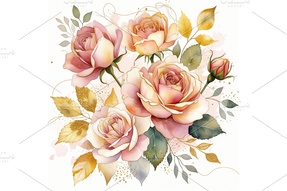 Whimsical Roses Valentine clipart, a Seasonal Illustration by Creative design (Photo 6 of 7)