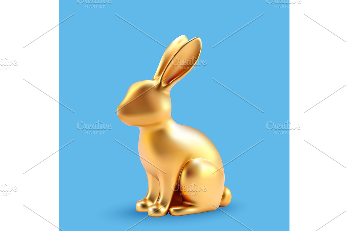 3d decorative gold rabbits for, an Animal Illustration by ModVector
